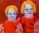 Katrin och Pär, bildväv i serien Familjen, textilkonstnär katrin bawah.