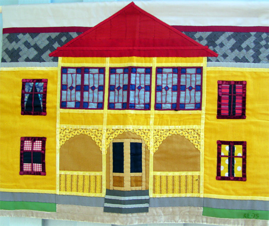 Huset med glasverandan,  applikation av textilkonstnär katrin bawah