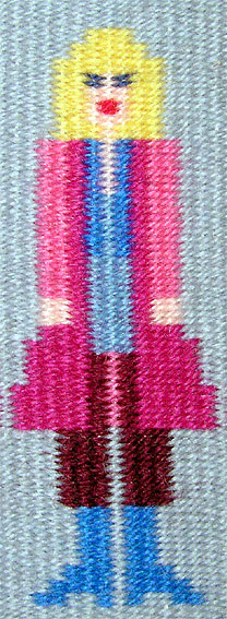 etalj från Kvinnor kan, vill och törs, väv i tre delar i bundenrosengång av textilkonstnär katrin bawah