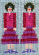 Detaljbild från väven Kvinnorörelsen i bunden rosengång av textilkonstnär katrin bawah