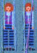 Detaljbild från väven De osynliga träder fram i bunden rosengång med framsar av textilkonstnär katrin bawah