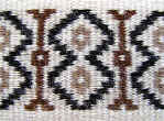 Detalj av mönsterbilden i väven Morning Star från Nordamerika,  bunden rosengång, textilkonstnär katrin bawah